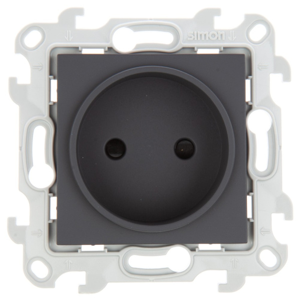 Simon 24 Графит Розетка 2К с защитными шторками 2450441-038