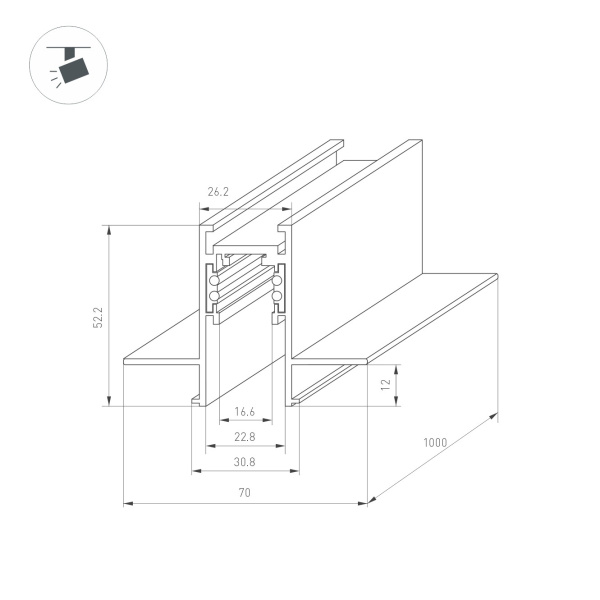 Купить Arlight Трек встраиваемый MAG-ORIENT-TRACK-2652-FDW-1000 (WH) (IP20 Металл, 3 года) 035796