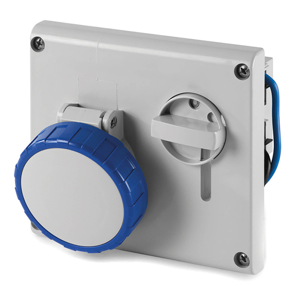 DKC Розетка панельная с механической блокировкой и верхним расположением разъема IP67 16А 2P+E 230В