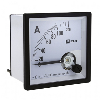 EKF PROxima Амперметр AMA-961 аналоговый на панель (96х96) квадратный вырез 100А трансф. подкл.