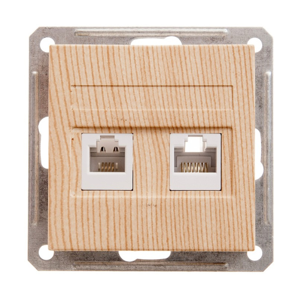 Systeme Electric Wessen 59 Сосна Розетка 2-ая ТЛФ + компьютерная 5е (RJ11+RJ45)