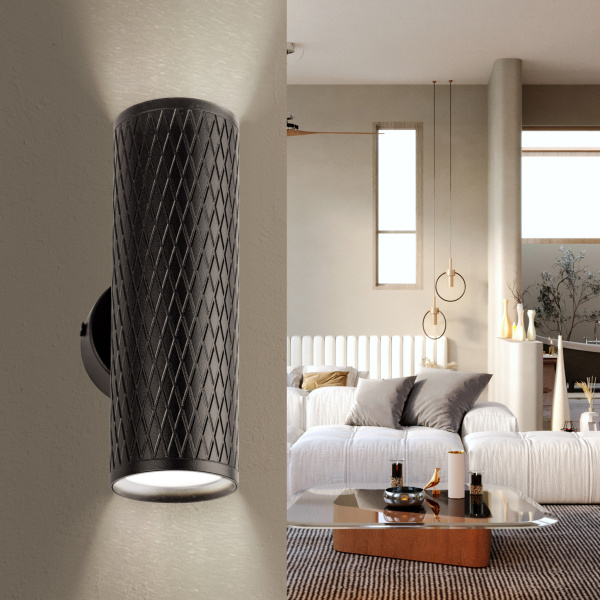 ЭРА Декоративная подсветка ЭРА WL46 BK MR16 GU10 12Вт черный IP20 для интерьера стен фасадов зданий