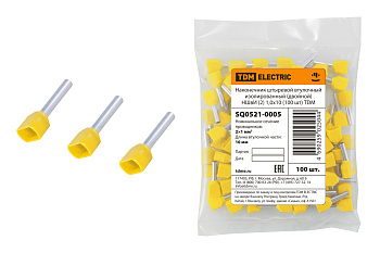 TDM Наконечник штыревой втулочный изолированный (двойной) НШвИ (2) 1,0х10 (100 шт) SQ0521-0005