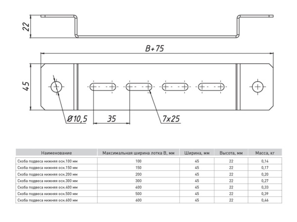 Купить EKF PROxima Скоба подвеса нижняя 200мм (2мм) (стойка настенная)