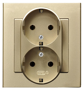 Ospel Sonata Шампанский золотой Розетка 2-я с/з Schuko, с рамкой GP-2RS/39