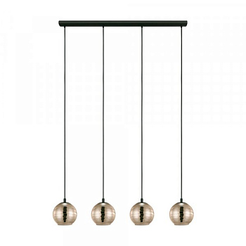Eglo LEMORIETA Подвес , 4X40W(E27), L1110, B180, H1500, сталь, черный/стекло с напылением, золотистый 39686