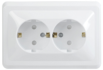 IEK VEGA РСш12-3-ВБ Розетка 2местн. с з/к c защ.штор. 16А ВЕГА (белый)
