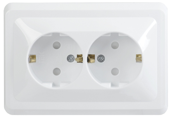 IEK VEGA РСш12-3-ВБ Розетка 2местн. с з/к c защ.штор. 16А ВЕГА (белый)