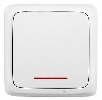 Hegel Альфа наруж Белый ВА16-114 Выключатель 1-клавишный с индикацией, с изол.пластиной