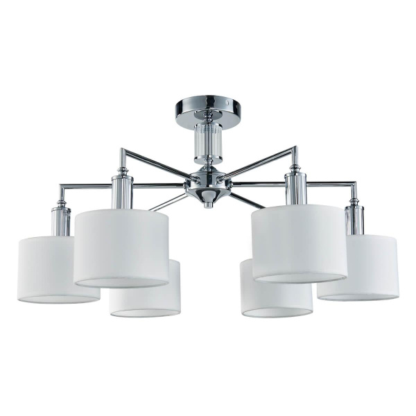 Купить Favourite потолочная люстра каркас цвета хром, плафоны из белой ткани, декоративные элементы из прозрачного стекла 2611-6P