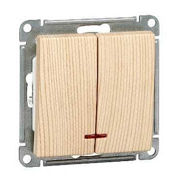 Systeme Electric Wessen 59 Сосна Выключатель 2-клавишный с подсветкой 10АХ