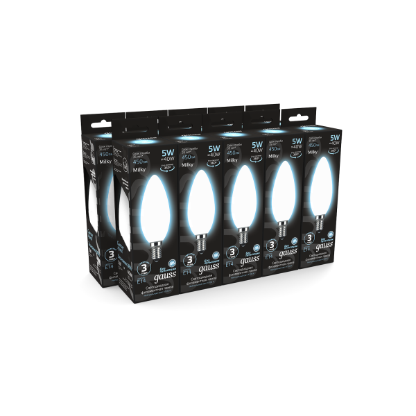 Купить Gauss Лампа Filament Свеча 5W 450lm 4100К Е14 milky LED 103201205