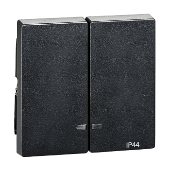 SE Merten SM Антрацит Две клавиши с окошком для световой индикации IP44 MTN3424-0414