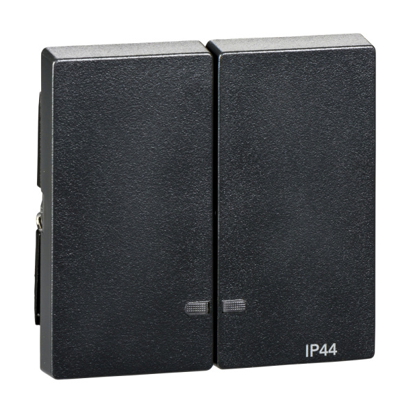 SE Merten SM Антрацит Две клавиши с окошком для световой индикации IP44 MTN3424-0414