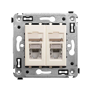 DKC Компьютерная розетка RJ-45 в стену, кат.6 двойнаяэкранированная,"Avanti", "Ванильная дымка"