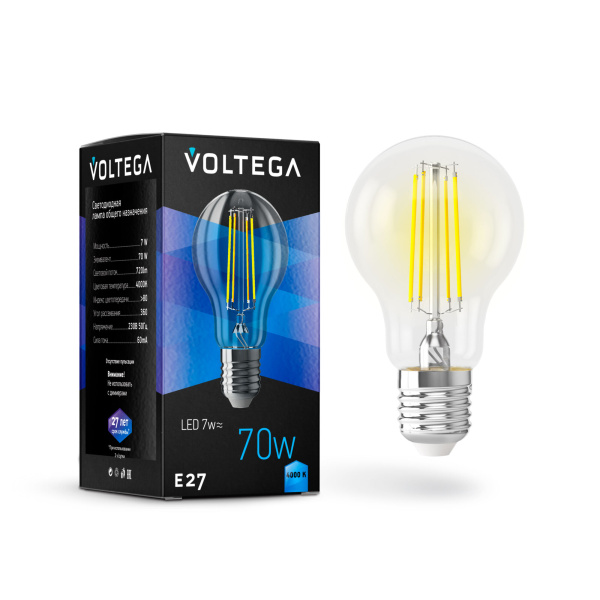 Voltega VG10-A60E27cold7W-F ЛОН Е27 4000К 7W 7141