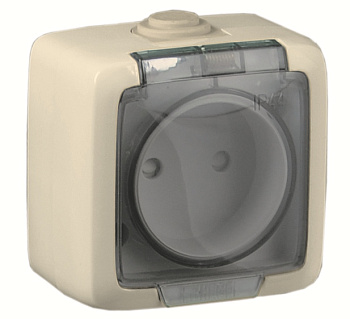 Hegel Альфа IP44 наруж Слоновая кость РА16-202-01 Розетка, со шторками, брызгозащищенная