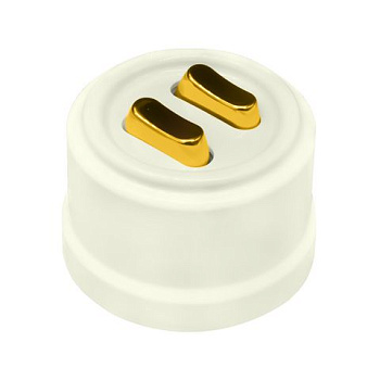 BIRONI Лизетта Пластик Слоновая кость Выключатель проходной 2-кл (клавишный), ручка Золото B1-222-211-G