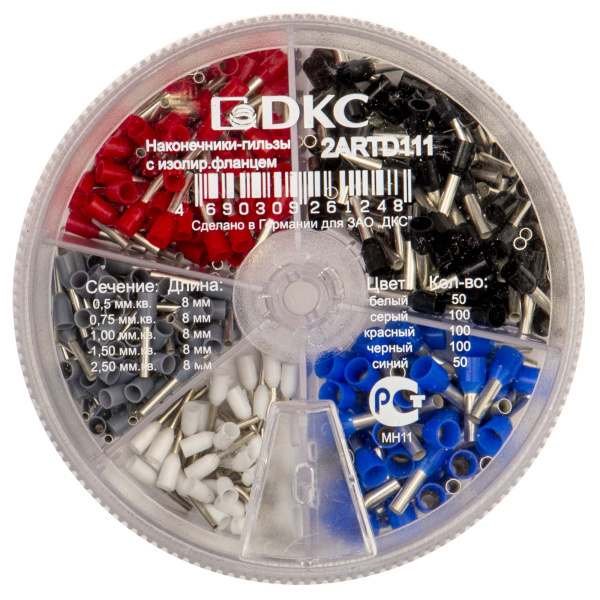 DKC Контейнер наконечников-гильз с изолир.фланцем 0,50-2,50 кв.мм (1 упаковка - 400 шт)