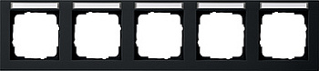 Gira E2 Черный Рамка 5-ая горизонтальная с полем для надписи 109509