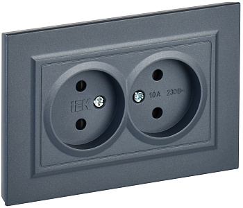 IEK BRITE Маренго Розетка 2-я без з/к с з/ш 10А в сборе РСш12-2-БрМ