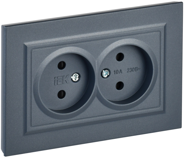 IEK BRITE Маренго Розетка 2-я без з/к с з/ш 10А в сборе РСш12-2-БрМ