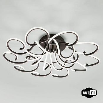 Eurosvet Потолочный светодиодный светильник с управлением по Wi-Fi 90236/10 чёрный кофе Smart a053492