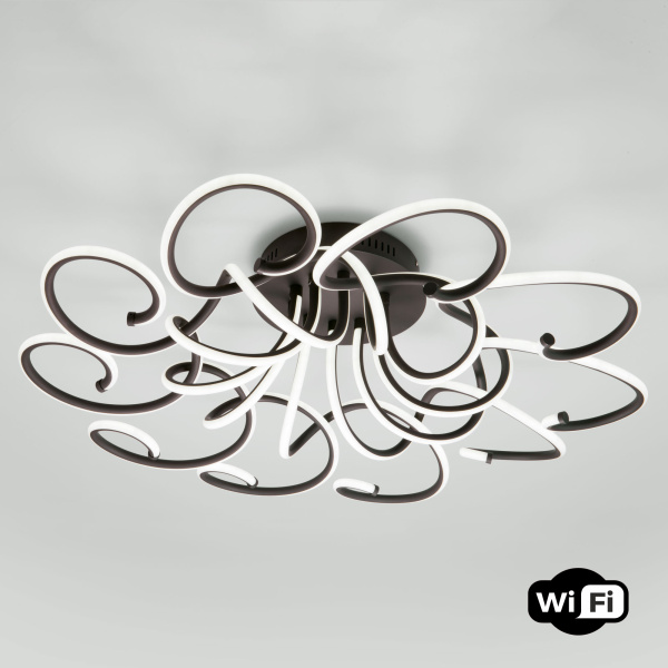 Eurosvet Потолочный светодиодный светильник с управлением по Wi-Fi 90236/10 чёрный кофе Smart a053492