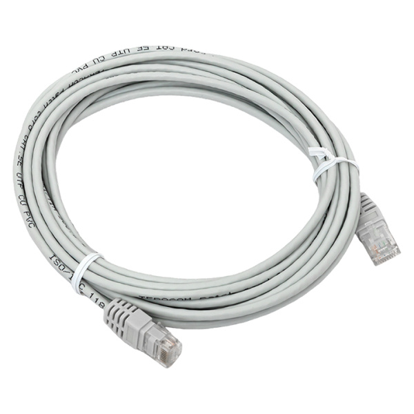 EKF Патч-корд TERACOM Cat.5E (1Гбит/с) неэкранированный UTP оболочка PVC серый (5м)