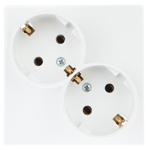 Simon 24 Белая Розетка 2Х2К+3 Sсhuko без защитных шторок 2450459-030