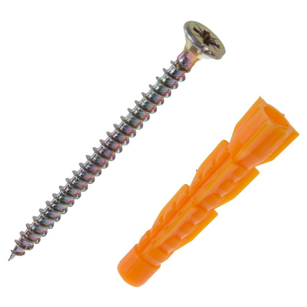 Купить Tech-Krep Саморез ШУж 4,0х70 пот. гол. + дюбель унив 6х52 (14 шт) - пакет 112940