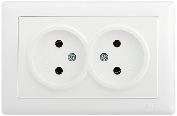 IEK РС20-1-0-ББ Розетка 2-ая без з/к 10А BOLERO белый ERB29-K01-10