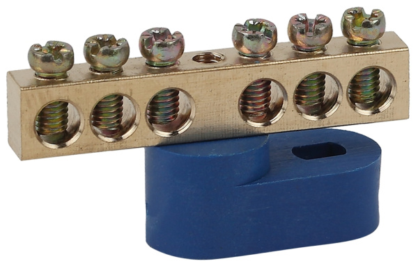 ЭРА NO-222-96-1 Синий Шина N "ноль" на одном угловом изоляторе ШНИ-6х9-6-У1