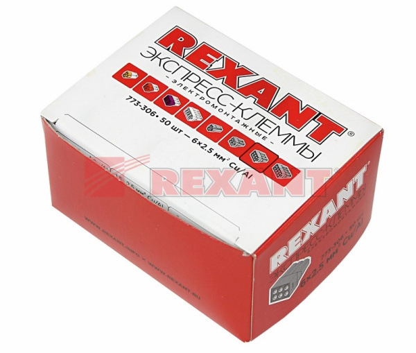 Купить Электромонтажные экспресс-клеммы 773-306 (6*2.5мм² с пастой) Rexant 07-3060