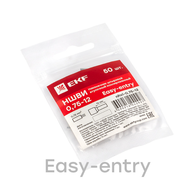 Купить EKF PROxima Наконечник штыревой втулочный НШвИ 0,75-12 (50шт.)