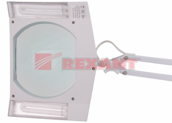 Купить Лупа на струбцине квадратная 3D с подсветкой, белая Rexant 31-0101