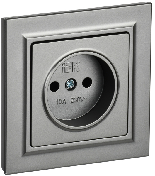 IEK BRITE Сталь Розетка без з/к/ш 10А в сборе РСР10-1-0-БрС