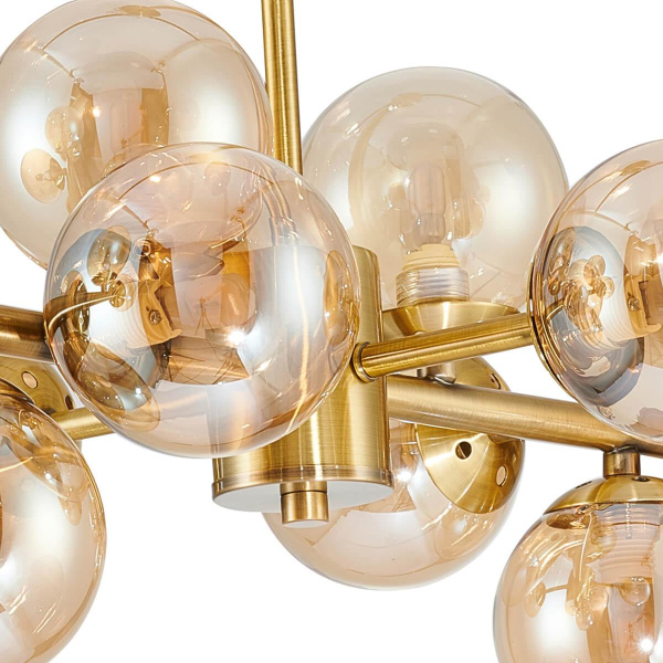 Купить Favourite 2649-14P подвесная люстра Каркас цвета латунь, плафоны из выдувного стекла янтарного цвета