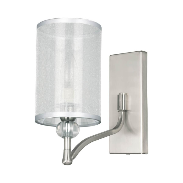 Купить Favourite Classic настенный светильник каркас цвета никель, абажуры из органзы белого цвета, декоративные элементы из прозрачного стекла, бра можно мо 2698-1W