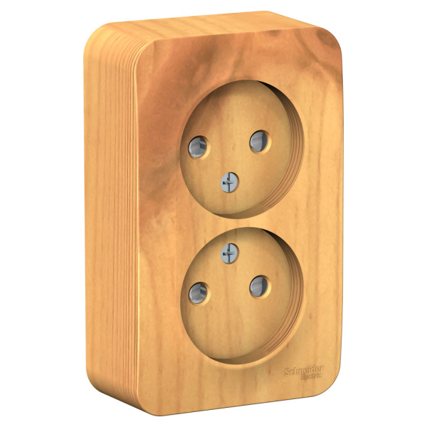 Systeme Electric Blanca наруж Ясень Розетка 2-ая б/з со шторками 16А,250В, изолир. пластина