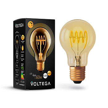 Voltega VG10-A60GE27warm4W-FB ЛОН диммируемый GOLD A60 E27 4W 2000K 7078