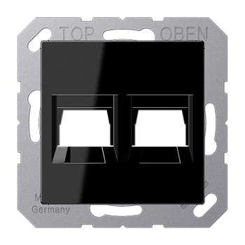 JUNG Kрышка для 2-х разъемов без видимого винта подпружиненная шторка термопласт черный A1569-25WESW