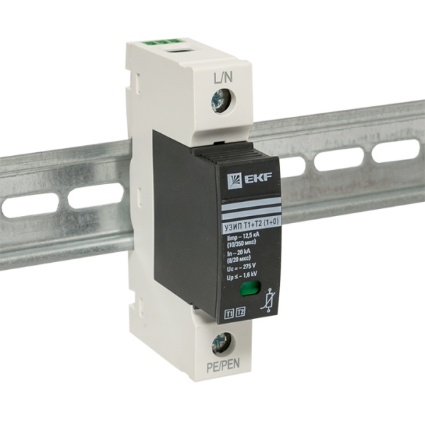 Купить EKF Устройство защиты от импульсных перенапряжений Т1+Т2; Iimp-12,5kA; In-20kA; Uc-275В; 1+0
