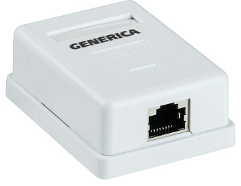 IEK GENERICA Розетка инф. настенная RJ45 кат. 5Е FTP 1 порт CS2-1C5EF-12-G