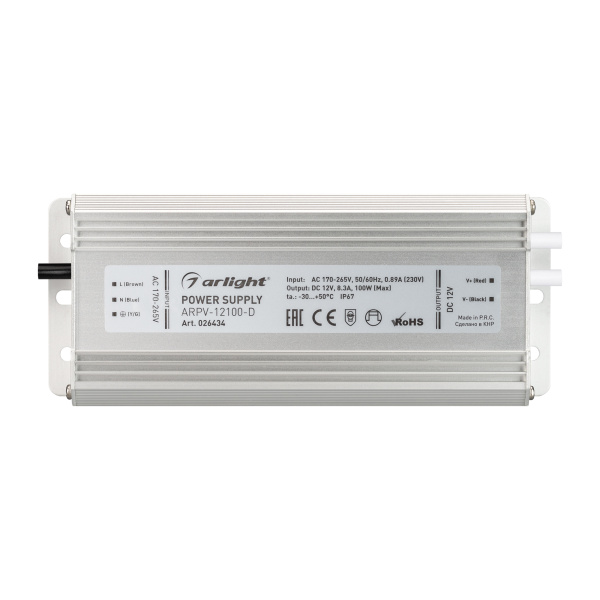 Купить Arlight Блок питания ARPV-12100-D (12V, 8.3A, 100W) (IP67 Металл, 3 года) 026434