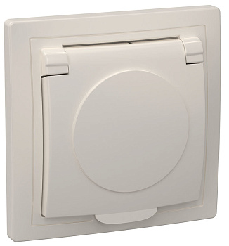 IEK KVARTA РСб10-3-ККм Розетка 1местн. c з/к с крышкой 16А (кремовый)