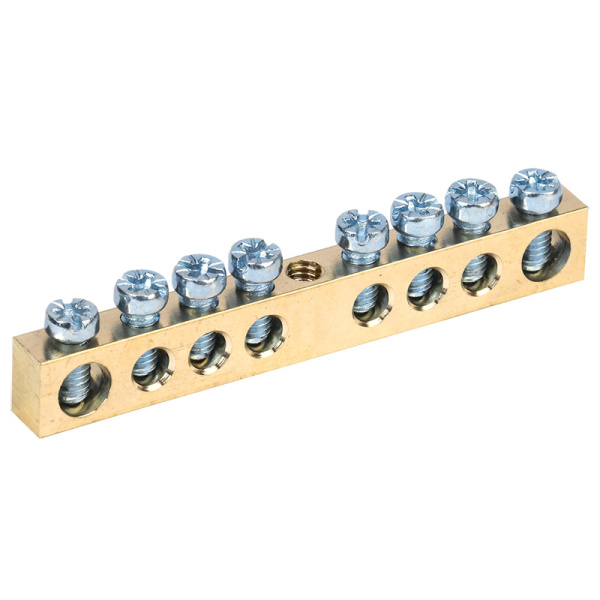 Шина PEN «земля-ноль» 6х9 мм 8/1 (8 групп/крепеж по центру) Rexant 11-2372