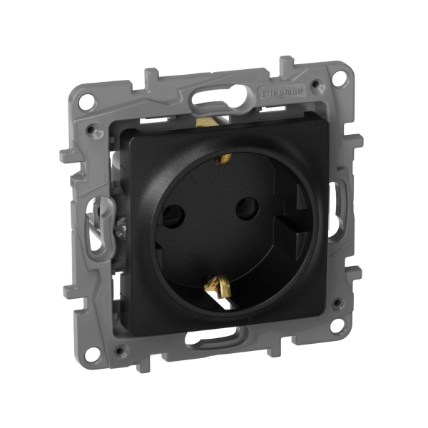 Legrand Etika Антрацит Розетка с/з, винт. клеммы, 16А, 250 В 672621