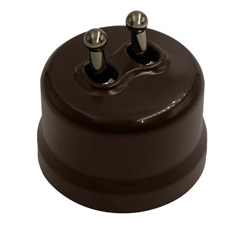 BIRONI Лизетта Пластик Коричневый Выключатель 2-кл (тумблерный), ручка Бронза B1-232-22-B