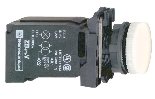 Купить SE XB5 Лампа сигнальная белая 22мм до 230В XB5AV41